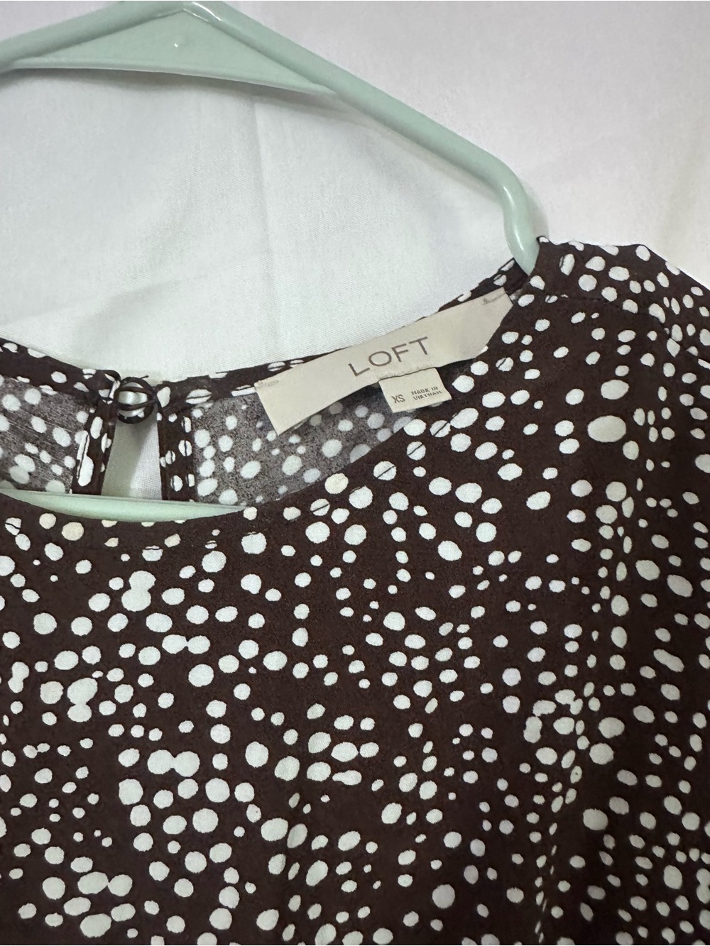 LOFT Black Dress with White Dot Pattern, Long Sleeve - Picture 3 of 5